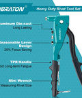 Heavy Duty Pop Rivet Gun Set With Aluminum Hand Riveter Workhorse 4 Interchangeable Heads 110 Piece Rivet Kit Includes 25 Rivets Per Size