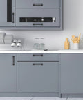 30 Pack 5 Inch Center Black Matte Cabinet Pulls Arch Style Drawer Handles on grey kitchen cabinets