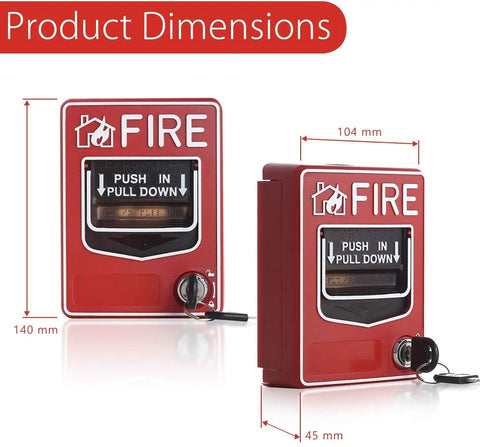 Emergency Alarm Station With Key Lock Dual Action Pull Point For Fire Safety with dimensions 140x104 mm side view