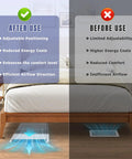 Image showing a bed with before and after effects of using Two Pack Magnetic Air Vent Extender For Under Furniture And Floors.