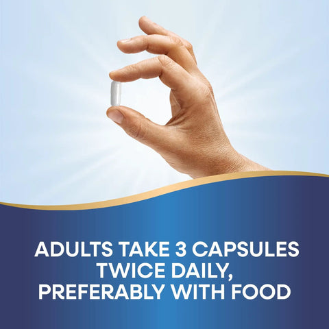 Hand holding pill with text instructions for Calcium Magnesium Zinc Mineral Complex Supplement For Bone Health Muscle Function And Immune Support Gluten Free 2 Pack Of 250 Capsule Bottles Powerhouse Multimineral Formula For Everyday Wellness.