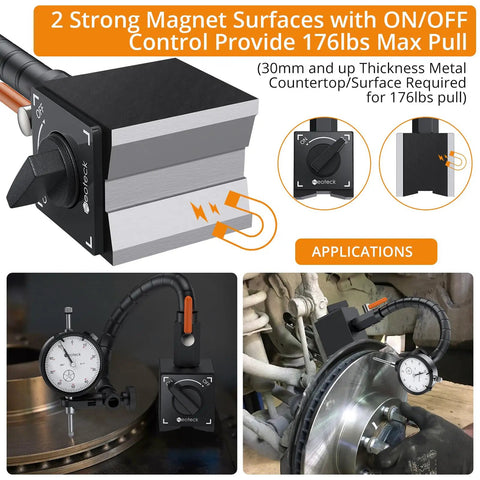 High-Precision 0 To 1 Inch Dial Indicator With 0.001 Inch Readout, 13.5 Inch Flexible Arm, 176 Lbs Magnetic Base in automotive use