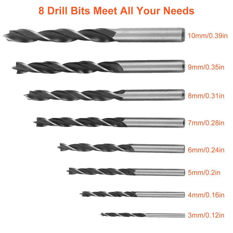 8 piece drill bit set ranging from 3mm to 10mm for 3/8 Inch Hand Drill With Manual Crank And 8 Piece Drill Bit Set Safe Double Pinions Design Adjustable Chuck 1.5 To 10mm Non Slip ABS Handle Your Everyday Diy Workhorse For Wood Plastic And Metal