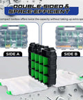 Two Pack 34 Compartment Double Sided Parts Organizer Case All In One For Hardware Screws Bolts Nails Nuts Beads Jewelry Craft Supplies And Fishing Gear Durable Plastic Storage Box Green