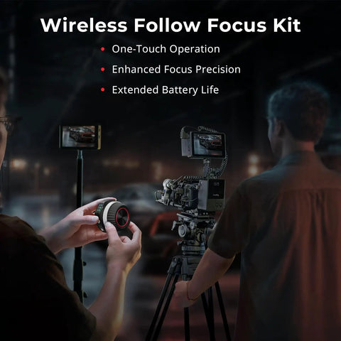 Wireless Follow Focus Kit Lite With Dope Handwheel Controller And Receiver Motor, AB Stops, 15mm Rod Clamp, Slick Compact Design, Wide Lens Compatibility For Cinema And Zoom Lenses, High Damping And Low Latency For Smooth Video Filmmaking on cinema rig