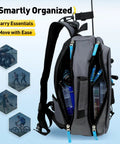 Fishing Sling Bag With Rod Strap, Lightweight Portable Tackle Organizer For Men, showing multiple compartments and rod holder