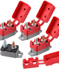Auto Reset Circuit Breaker 30 Amp For Automotive And Marine Use With Waterproof Cover, Stud Terminal, DC 12V-24V, Overcurrent Protection Keeps Fuses From Burning, Heavy Duty 4 Pack, red cover