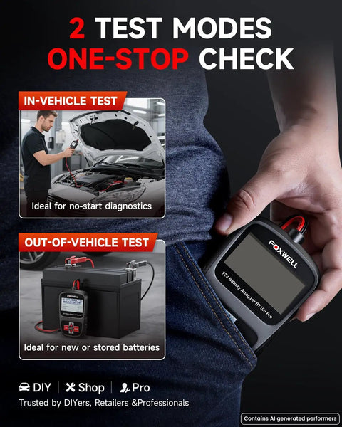 12V Car Battery Tester With 100 To 1100 CCA Load Test For Quick Battery Health Check Workhorse Battery Analyzer You Can Count On For Road Trips Daily Drives And Seasonal Maintenance, handheld in pocket