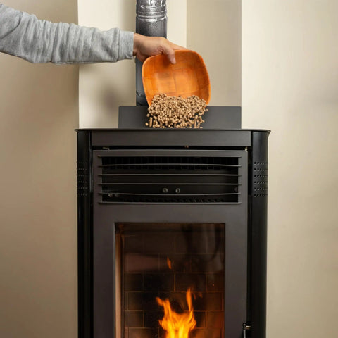 PelletVent Stainless Steel Double Wall Straight Stove Pipe Connector For Venting Smoke And Exhaust On Multi Fuel Stoves in use