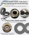 All In One Front Axle Seal Kit For Dana 50/60 Front Axle On Ford Super Duty 1998-2004 showing seals, bearings, and washers