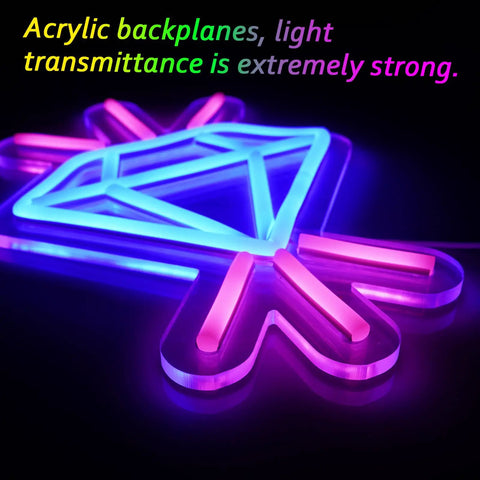 Lit Neon Sign Led Acrylic Wall Light Decor For Home Office Lounge And Patio in diamond shape, vibrant pink and blue glow.