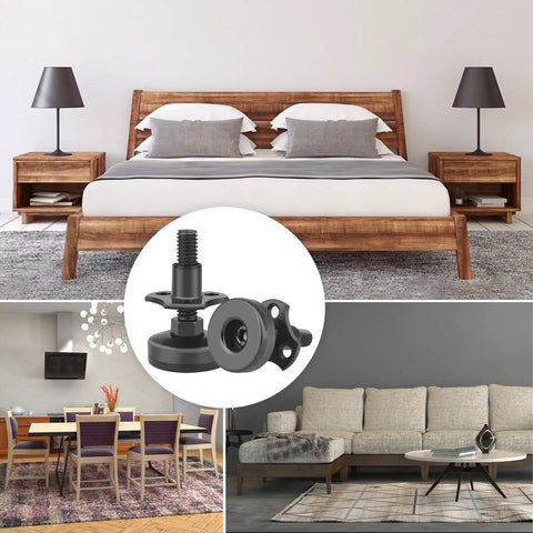 Adjustable Furniture Leveling Feet Heavy Duty Levelers For Cabinets Tables Chairs Sofas And Couches Large Base 4 Pack Supports Up To 1320 Lbs With T Nut Kit 3 8 16 Thread Black Easy Install