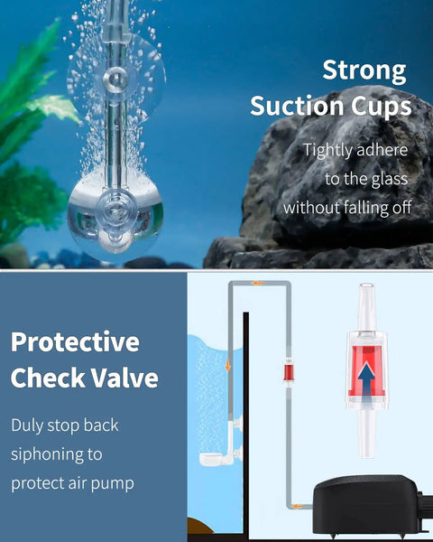 1 Inch Aquarium Air Stone Disc That Delivers Tiny Bubbles To Boost Oxygen In Small Fish Tanks, A Quiet, Consistent Bubbler Kit With Accessories Included, Pump And Tubing Not Included, Jetting 1.5 Liters Per Minute, 3/16 Inch ID Tubing; suction cups and check valve