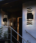 Two Pack Dusk To Dawn Outdoor Wall Lights Up And Down Front Porch Lanterns Black Aluminum Waterproof 3000K Warm White Auto On Off For House