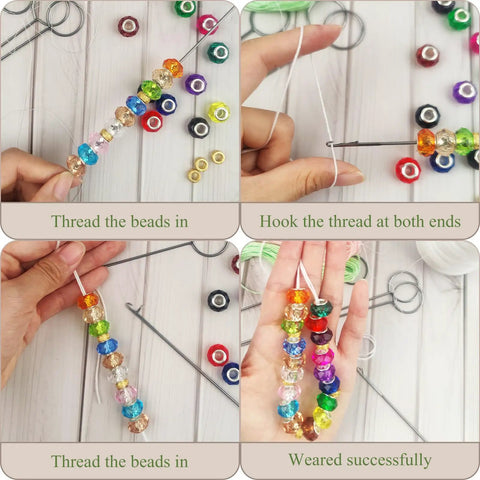 4 Pack Point Loop Turner Sewing Tools Set With Tongue Crochet And Latch Hook For Beads Belts Strips DIY Accessories Carbon Steel Durable Tools For Quick Threading And Seam Finishing, 10.4-inch loop turner in bead threading use