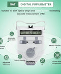 Pro Grade Digital PD Meter For Pupillary Distance 45 To 82mm Handheld Pupilometer With Precision Sensor Easy Readout Optical Instrument CE Approved Battery Not Included LY9AT showing front panel and functions.