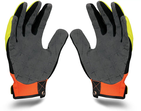Hi Viz Pro Work Gloves With Reflective Accents EXO Embossed Palm Medium Size shown in front view.