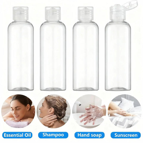 Four Pack 3.4 Oz Travel Bottles Set for Toiletries, TSA Approved, Leak Proof Plastic Containers With Labels, BPA Free Eco Friendly PET