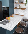 Easy Peel And Stick Subway Tile Backsplash Wallpaper For Kitchen, Bathroom, And Laundry Room, waterproof white brick pattern on wall