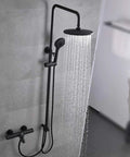 UMJIGF Bathroom Shower System Thermostatic Shower Mixer Set with Adjustable Shower Rail and Rain Overhead Shower in black