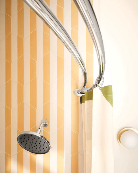 Chrome 60 Inch Adjustable Double Curve Shower Rod For 5 Foot Tubs Stainless Steel Easy Install Curved Design Tension Bar
