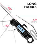 Instant Read Meat Thermometer With Dual Probe 2 In 1 Digital Kitchen Thermometer showing probes and backlit LCD screen
