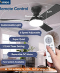 2 Pack 42 Inch Ceiling Fans With Lights Low Profile Flush Mount Remote Control in living room with remote shown