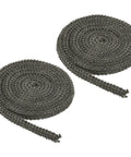 Two black graphite-fiberglass stove gasket ropes, 3/8 x 1/8 in, 73 in long each
