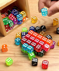 Cool 50 Piece Dice Set With 14mm Colorful 6 Sided Dice For Board Games Family Game Night Math Learning And Classroom Use Durable Acrylic With Rounded Edges And Comes With A Storage Box