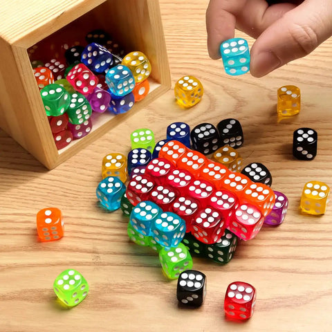 Cool 50 Piece Dice Set With 14mm Colorful 6 Sided Dice For Board Games Family Game Night Math Learning And Classroom Use Durable Acrylic With Rounded Edges And Comes With A Storage Box