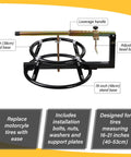 Heavy Duty Motorcycle Tire Changer Stand For 16 To 21 Inch Dirt Bikes Bead Breaker Included Portable Tire Change Tool For Dirt Bike Motocross Garage Use Built To Last with leverage handle and adjustable bead breaker visible