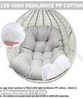 Thick Egg Chair Cushion Replacement For Outdoor Swing with button tufting, plush PP cotton fill, gray color, installed