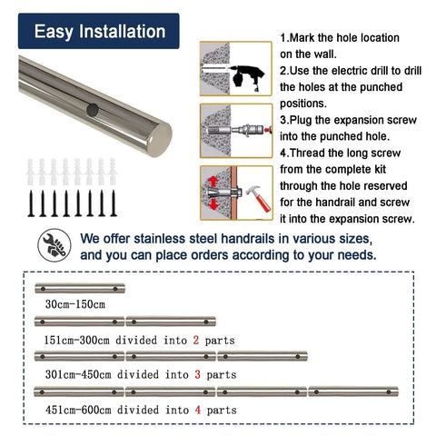 Get Grip Of Safety With This Badass Stainless Steel Hand Rail Grab Bar Designed For Outdoor Steps Decks And Porches installation guide.
