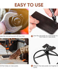 Rock Solid Black Patio Chair Spring Plates 8 Pack Heavy Duty Fiberglass Replacement Springs shown during installation steps.