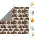 Wood Grain Tractor Print Microfiber Dish Drying Mats For Kitchen Counter And Rack Mat 16 By 18 Inch, Super Absorbent