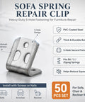 Killer Heavy Duty Upholstery Spring Clips Kit 50 Piece Couch Sofa Repair Set Screw In Furniture Springs Squeak Stopper No Sag Fix Plastic Coated Steel No Sweat DIY Game Changer 5-hole sofa spring repair clip
