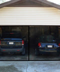 Garage Screen Door For 2 Car Garage 16x8 Feet Magnetic Closure Heavy Duty Screen with cars visible inside the garage