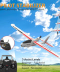 Ranger600 RC Glider Plane Stunt 4CH Remote Control Airplane RTF With 6Axis Gyro And 3 Modes Easy To Fly For Beginners And Adults 2.4GHz White in flight with controller