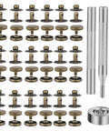 Leather Snap Fasteners Kit With 50 Sets 10mm Bronze Metal Snaps And 4 Installation Tools For Sewing Clothes Bags Jackets Belts