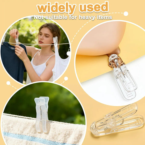 Balloon Arch Clips Kit 20 Pack Transparent Plastic Clips for clothesline use and balloon backdrop.