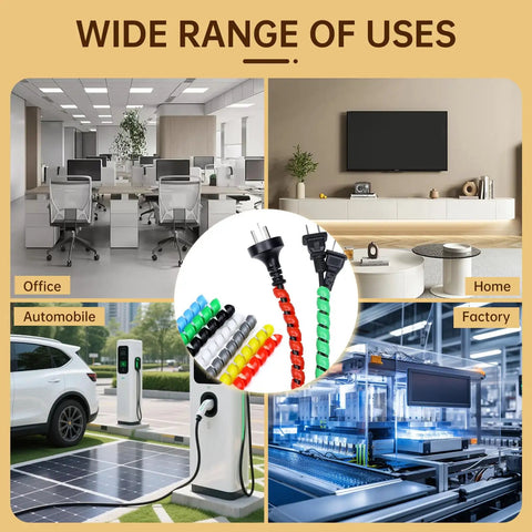 Wide range of uses for Spiral Cable Wrap 10ft Cable Sleeve For Cords Flexible Cable Management in office, home, automobile, factory.