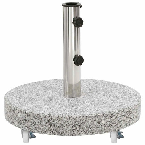 Rock Solid Granite Parasol Base Heavy Duty Umbrella Weight Plate With Smooth Rollers And Secure Locks Grey Stone Outdoor Stand Built Tough For Backyard BBQs Or Poolside Loungin Fits 38Mm And 48Mm Poles
