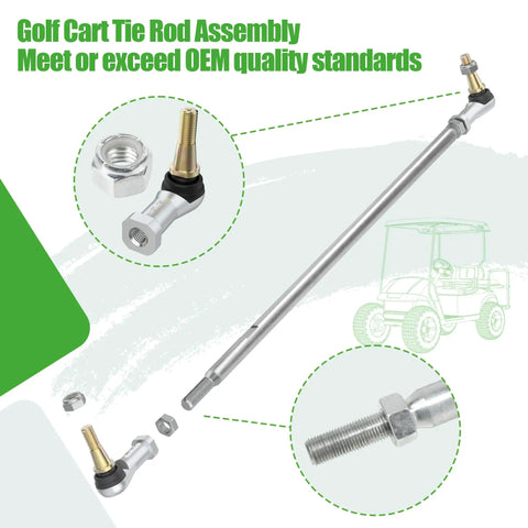 Must-Have Golf Cart Tie Rod Assembly Left And Right For EZGO Gas And Electric Carts 2001 Up 26 Inch Fits TXT Shuttle ST Express And More With Part Numbers 70876-G02 70902-G01 70902-G02 01069-G01 01069-G02 shown with threaded ends and jam nuts