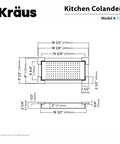 Diagram of Stainless Steel Colander for Undermount Sinks, Heavy Duty T-304, Scratch-Resistant Commercial Grade Satin Finish