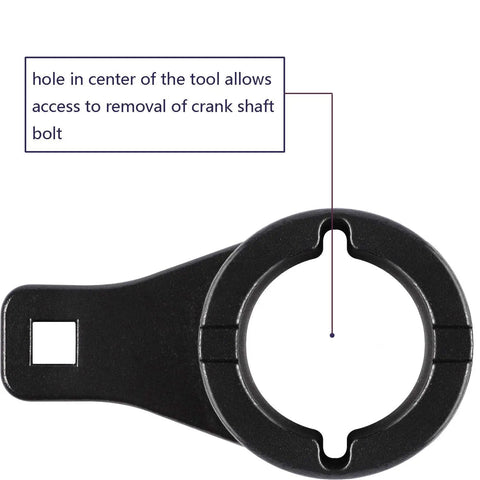 Detailed view of cam pulley holder showing central hole for crankshaft bolt removal, used in Cam Pulley Holder And Crankshaft Damper Locking Tool For Lexus And Toyota Engines, Harmonic Pulley Tool For Camry, 3.0L V6, 4.7L V8 And Other OHC Motors.