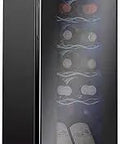 12 Bottle Compressor Wine Cooler With Lock, Big Freestanding Wine Cellar Fridge With Glass Door, digital display visible