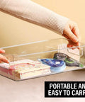 Clear Plastic Storage Bins And Pantry Organizers That Are A Total Game Changer For Kitchen Closets Fridge Freezer Bathroom Medicine Cabinets And Laundry Rooms To Kick Clutter To The Curb And Keep It Legit Tidy. 10.8 x 7.9 x 3.4 inches, transparent, holding office supplies.