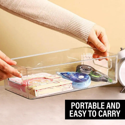 Clear Plastic Storage Bins And Pantry Organizers That Are A Total Game Changer For Kitchen Closets Fridge Freezer Bathroom Medicine Cabinets And Laundry Rooms To Kick Clutter To The Curb And Keep It Legit Tidy. 10.8 x 7.9 x 3.4 inches, transparent, holding office supplies.