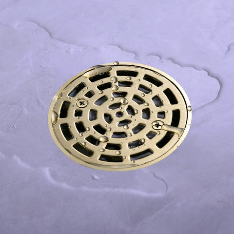 4-1/4 Inch Shower Drain in Brushed Gold Stainless Steel With Removable Quadrato Grate Includes Drain Flange Kit High Flow 20-25 L/min Durable 304 Stainless Easy Install For Modern Bathrooms No Ponding Boss Grade Quality.