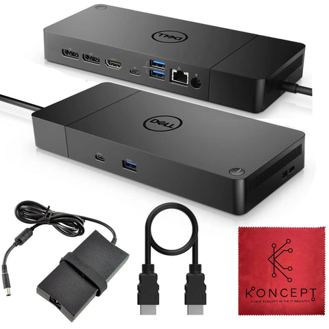 WD19S USB C Docking Station for Dual Monitors, 130W Power Delivery with HDMI Cable, renewed bundle including cables and cloth